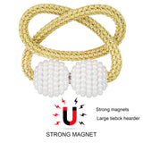 [2 Pack] Magnetic Curtain Tiebacks for Window Weave Rope Clips Drapery Pearl Holdbacks for Home Kitchen Office Window Sheer In Australia - Darrahopens