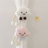 2 Pack Curtain Clip Tie Rope, Cloud Curtain Tie Cloud Modern Curtain Rope Ties with Bead Balls, Curtain Hooks and Hooks for Girls