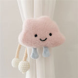 2 Pack Curtain Clip Tie Rope, Cloud Curtain Tie Cloud Modern Curtain Rope Ties with Bead Balls, Curtain Hooks and Hooks for Girls