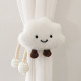 2 Pack Curtain Clip Tie Rope, Cloud Curtain Tie Cloud Modern Curtain Rope Ties with Bead Balls, Curtain Hooks and Hooks for Girls
