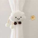 2 Pack Curtain Clip Tie Rope, Cloud Curtain Tie Cloud Modern Curtain Rope Ties with Bead Balls, Curtain Hooks and Hooks for Girls