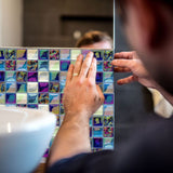 30pcs Self-Adhesive Simulation Mosaic Tile Stickers Floor Stickers Bathroom Kitchen Oil-Proof Wall Sticker