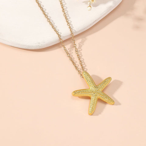 Gold Starfish and Pink fish Pendant Necklace Yellow Gold Fine Jewelry Birthday Gifts for Women Teen Girls （2pcs） In Australia - Darrahopens