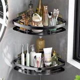 2pcs Bathroom Shelves Corner Shower Caddy Rack Wall Mounted No Drilling Storage Basket for Home Toilet Kitchen (Triangle)