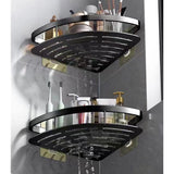 2pcs Bathroom Shelves Corner Shower Caddy Rack Wall Mounted No Drilling Storage Basket for Home Toilet Kitchen (Triangle)
