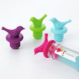 Little Bird Wine Bottle Stopper, Silicone Reusable Beverage Bottle Stopper, Decorate Wine Outlet Cap, Cute Wine Toppers,Set of 4