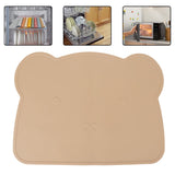 Silicone Placemats for Dining Table, Washable Easy Plate Mat Bear Placemat for Kids Dinner Easy to Clean Pet Placemat(Brown)