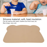Silicone Placemats for Dining Table, Washable Easy Plate Mat Bear Placemat for Kids Dinner Easy to Clean Pet Placemat(Brown)