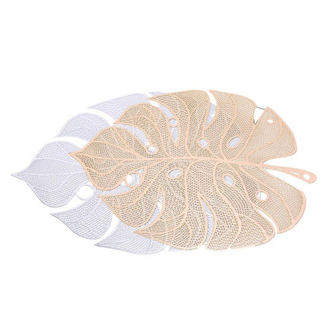 Leaves Shaped Placemats Decorative Table Mat Centerpieces Large Hollow Out Leaf Placemats for Dinner Table Heat （2pcs）