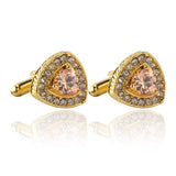 Fancy Unique Elegant Sparkling Luxury Gem Stone Cufflinks for men in Triangle - Perfect for Wedding, Formal, Suits, Business
