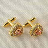 Fancy Unique Elegant Sparkling Luxury Gem Stone Cufflinks for men in Triangle - Perfect for Wedding, Formal, Suits, Business