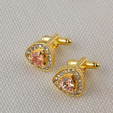 Fancy Unique Elegant Sparkling Luxury Gem Stone Cufflinks for men in Triangle - Perfect for Wedding, Formal, Suits, Business
