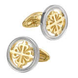 Dignified Silver Color Cufflink Stainless Steel Round Cufflinks for Cuff Links Elegant (2pcs  Silver and gold) In Australia - Darrahopens