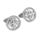 Dignified Silver Color Cufflink Stainless Steel Round Cufflinks for Cuff Links Elegant (2pcs  Silver and gold)
