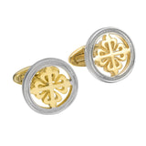 Dignified Silver Color Cufflink Stainless Steel Round Cufflinks for Cuff Links Elegant (2pcs  Silver and gold)