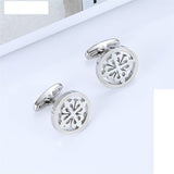 Dignified Silver Color Cufflink Stainless Steel Round Cufflinks for Cuff Links Elegant (2pcs  Silver and gold)