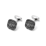 Mens Cuff Links Shirts, Cufflinks Silver Rectangle Stainless Steel Suit Tuxedo Accessories Women Jewelry Black for Wedding