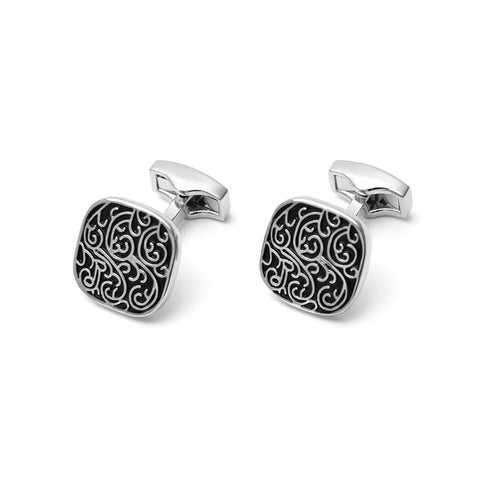 Mens Cuff Links Shirts, Cufflinks Silver Rectangle Stainless Steel Suit Tuxedo Accessories Women Jewelry Black for Wedding