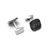 Mens Cuff Links Shirts, Cufflinks Silver Rectangle Stainless Steel Suit Tuxedo Accessories Women Jewelry Black for Wedding
