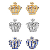 6 Pair Men's Cuff Links Luxury Rhinestone Crown Cufflinks Shirt Suit Cufflinks Tuxedo Shirt Studs Set for Men
