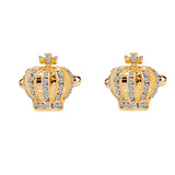 6 Pair Men's Cuff Links Luxury Rhinestone Crown Cufflinks Shirt Suit Cufflinks Tuxedo Shirt Studs Set for Men
