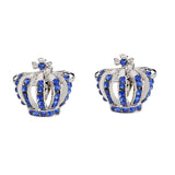 6 Pair Men's Cuff Links Luxury Rhinestone Crown Cufflinks Shirt Suit Cufflinks Tuxedo Shirt Studs Set for Men
