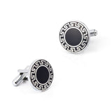 Cufflinks for Men Sterling Silver | Plated Round Pearl Cufflinks for Marriage/Wedding/Anniversary/Business Men's Round Enamel