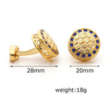 Gold Men'S Cuff Links, Copper Cufflinks Round Blue Cubic Zirconia Men'S Cuff Links Tuxedo Shirts Business Wedding Gift In Australia - Darrahopens
