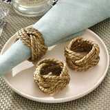 Round Woven Napkin Ring Set of 12 Water Hyacinth Napkins Rings, Rustic Handmade Braided Grass Farmhouse Napkin Holder for Wedding In Australia - Darrahopens