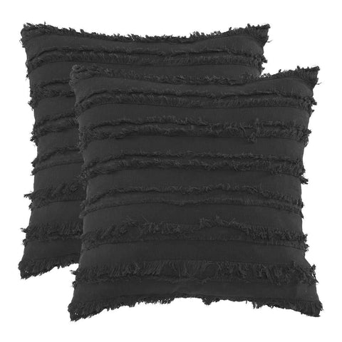 bedding Black Throw Pillow Covers for Couch Sofa Bed, Cotton Linen Decorative Pillows Cushion Covers,Set of 2,No Inserts