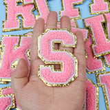 A-Z Gold Glitters & Pink Initial Patches,Adhesive Sticker Letter Patch for Team Costume Decoration Repair Patches（Pink A-Z） In Australia - Darrahopens