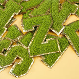 Patchs for Clothing, 26pcs English Letter  with Gold Glitters Border, Alphabet Sewing Appliques （green） In Australia - Darrahopens