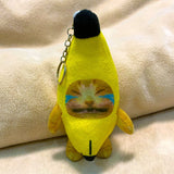 Sound Making Banana Cat Keychain Happy Funny Crying Banana Cat Plush Keychain （Two different expressions） In Australia - Darrahopens