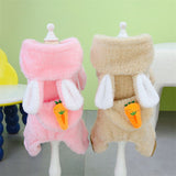 Easter Dog Bunny Costume Outfit Rabbit Ears Hoodie Puppy Clothes with Carrot Pocket for Pet Small Medium Dogs Cats Chihuahua（2pcs）