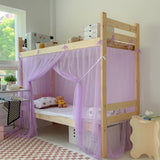 4 Corner Post Students Dorm Bunk Mosquito Net Bed Canopy Netting Students Bed Curtains for Student Dormitory School  (Purple)