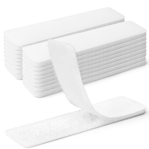 20 Sets Hook and Loop Tape Sticky Back, Double-Sided Adhesive Strip, Heavy Duty, Waterproof White Magnet Labels for Whiteboards