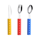 Toddler Utensils and Brick Toys - Set of 3 Interlocking Block Kids Silverware - Toddler Fork and Spoon Set with Toddler Knife In Australia - Darrahopens