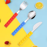 Toddler Utensils and Brick Toys - Set of 3 Interlocking Block Kids Silverware - Toddler Fork and Spoon Set with Toddler Knife In Australia - Darrahopens