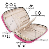 Jewelry Organizer Bag Travel Jewelry Storage Cases for Necklace, Earrings, Rings, Bracelet, Rose Pink