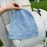 4 Pcs Hat Fall Handmade Knit Floral Cotton Cutout Summer Hats for Women Lightweight Knitted （A set of 4 different colors） In Australia - Darrahopens