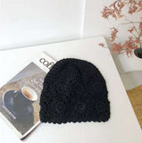 4 Pcs Hat Fall Handmade Knit Floral Cotton Cutout Summer Hats for Women Lightweight Knitted （A set of 4 different colors） In Australia - Darrahopens