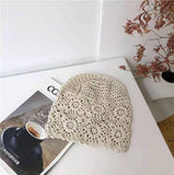 4 Pcs Hat Fall Handmade Knit Floral Cotton Cutout Summer Hats for Women Lightweight Knitted （A set of 4 different colors）
