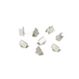 50 Pcs Silver Ribbon Ends 6mm Bookmark Pinch Crimp Clamp Cord End Fastener Clasps for Leather Suede Jewelry Making