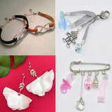 50 Pcs Silver Ribbon Ends 6mm Bookmark Pinch Crimp Clamp Cord End Fastener Clasps for Leather Suede Jewelry Making