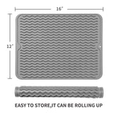 Silicone Dish Drying Mat for Multiple Usage,Easy clean,Eco-friendly,Heat-resistant Silicone Mat for Kitchen Counter or Sink