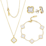 Jewelry Set for Women Girls - Bracelet Necklace Earrings,Simple,Cute,and Trendy Gifts for Women Girls (gold white set)