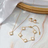 Jewelry Set for Women Girls - Bracelet Necklace Earrings,Simple,Cute,and Trendy Gifts for Women Girls (gold white set)