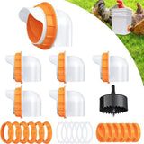 Chicken Feeder No Waste 6 Ports Automatic Poultry Feeder with 6Pcs Stopper & 1 Hole Saw, Weatherproof Reusable Gravity Chicken In Australia - Darrahopens