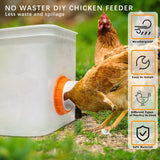 Chicken Feeder No Waste 6 Ports Automatic Poultry Feeder with 6Pcs Stopper & 1 Hole Saw, Weatherproof Reusable Gravity Chicken