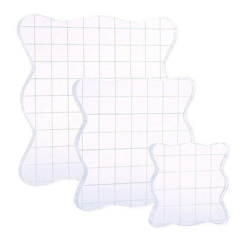 3 Pieces Stamp Blocks with Grid and Grip,Acrylic Clear Stamping Blocks Set Essential Stamping Tools for Scrapbooking Crafts Making